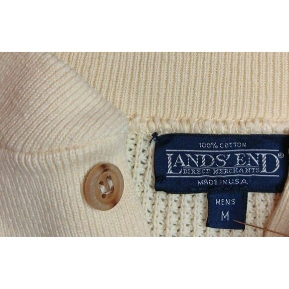 Lands End Sweater Mens Medium Cream Long Sleeve - Picture 5 of 5